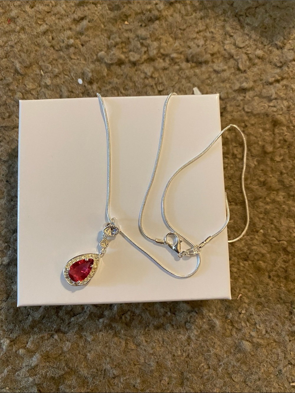 Swarovski Teardrop Necklace with Fuchsia Crystal